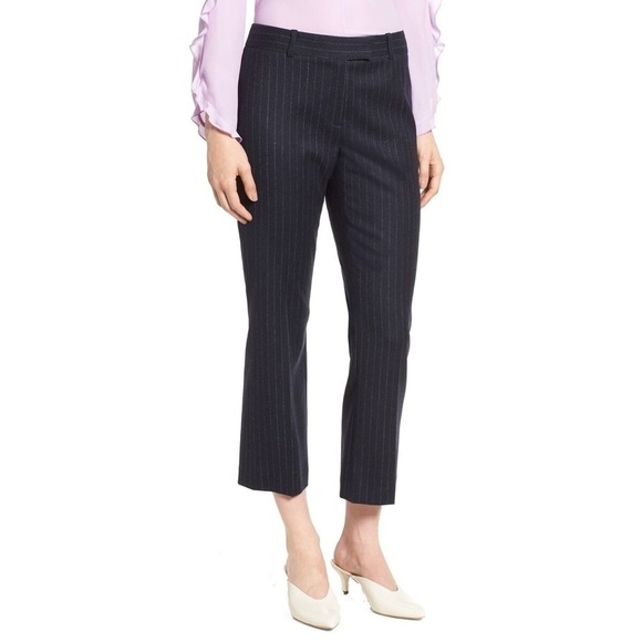 NWT Lewit Navy Striped Wool Dress Crop Pants